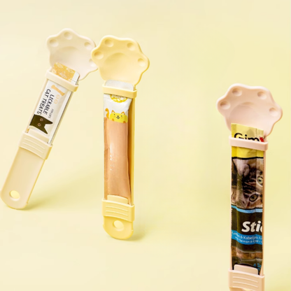PawSpoon™ - Interaktiver Katzenleckerlöffel zum Drücken
