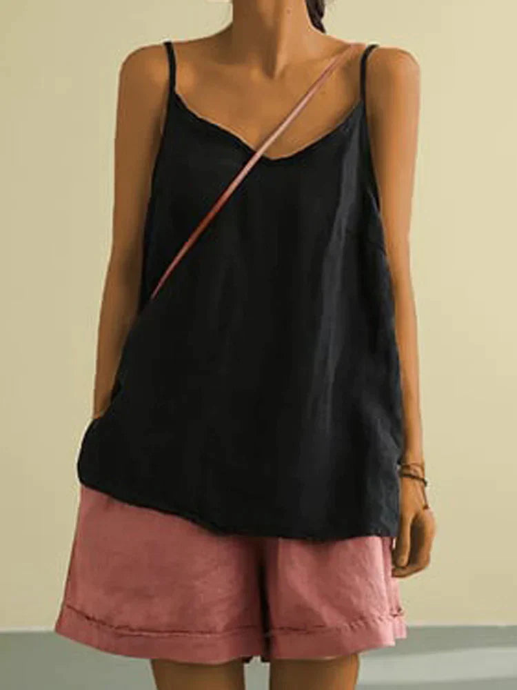 Clemency™ | Airy linen top with spaghetti straps