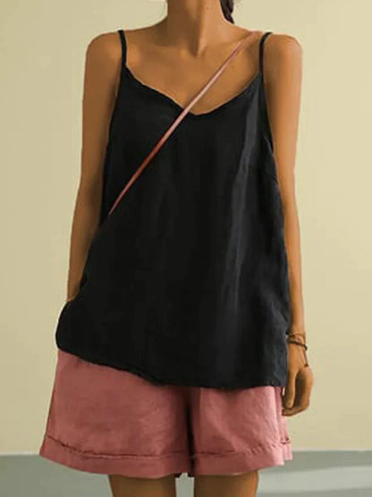 Clemency™ | Airy linen top with spaghetti straps