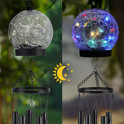 Wind Chime™ | Solar Hanging Glass Ball | Wind Chime LEDs 42 inches