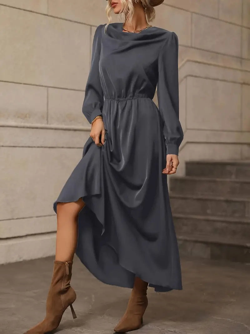 Elyn™ | Refined A-line dress with lantern sleeves