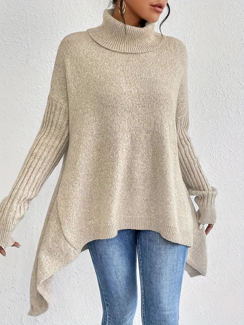 Dreivona™ | Stylish turtleneck sweater with a dropped hem