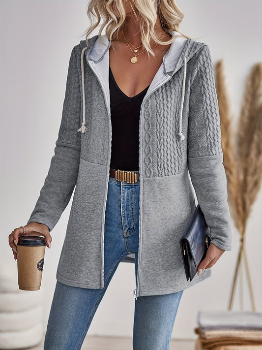 Tivindra™ | Women's Zip-Up Hooded Jacket in Light Grey