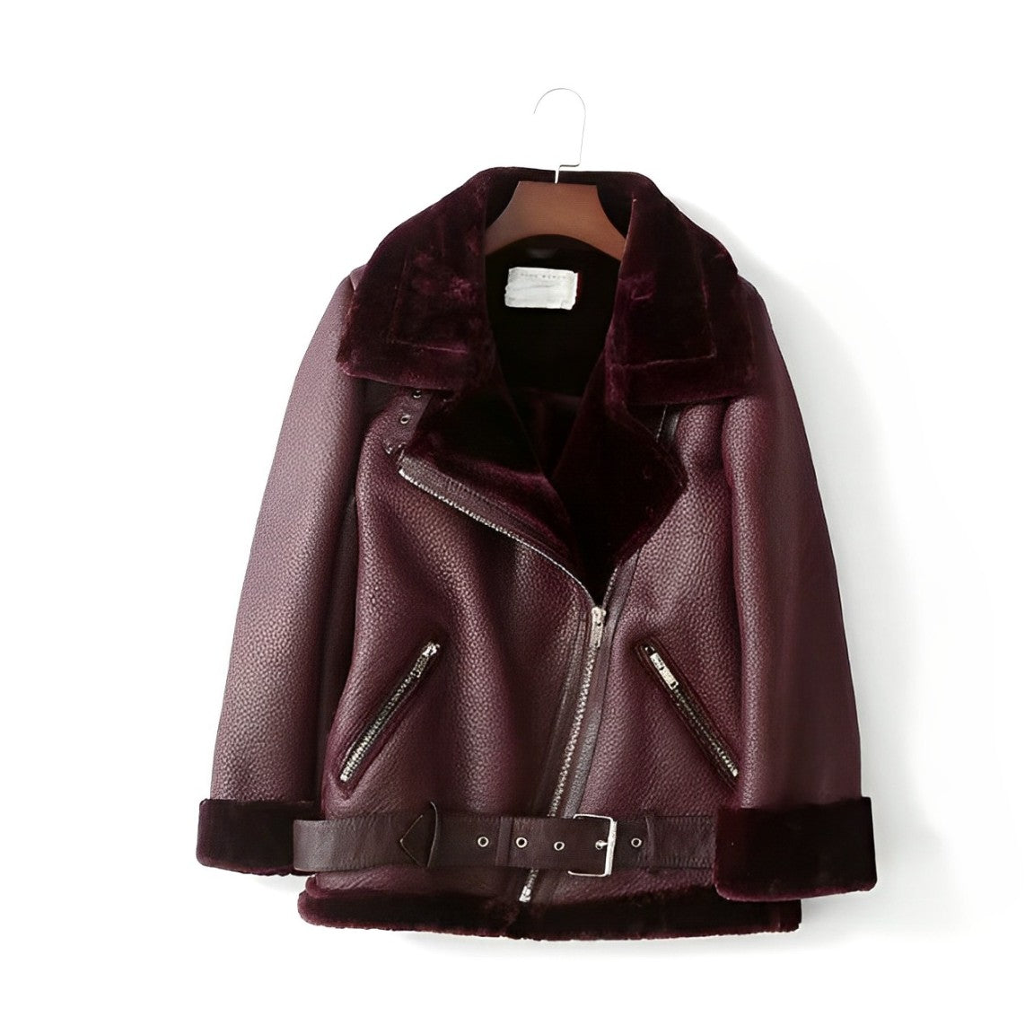 50% OFF | CloudJacket™ | Stylish leather biker jacket with polo collar and belt
