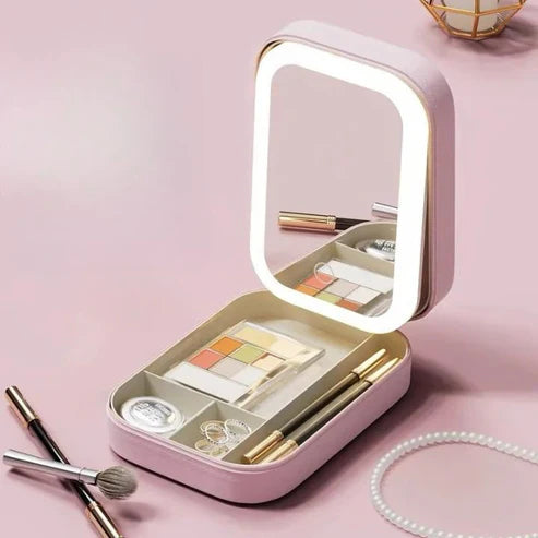 BeautyGlow™ – Portable Cosmetic Bag with LED Mirror