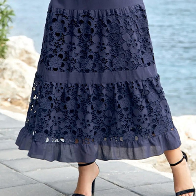 LaceGrove™ | Elegant Floral Lace Loose Flowing Dress