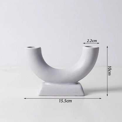 Minimalistischer skandinavischer Kerzenhalter und Vase aus Eisen und Glas