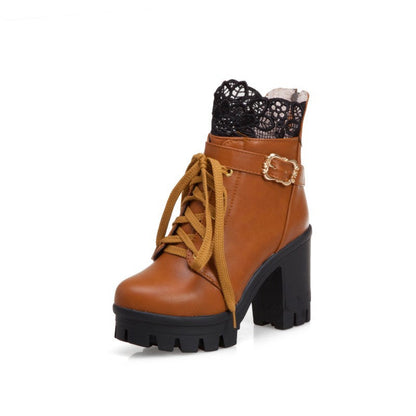 Cozenia™ | Fashionable lace-up boots with a stable heel