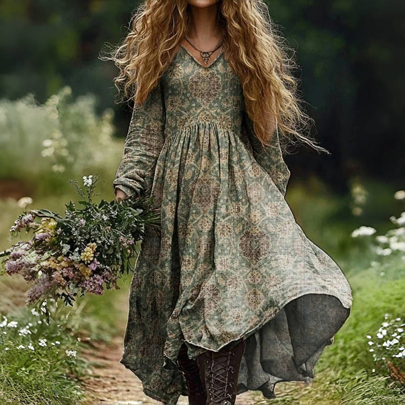 Veronica™ | Vintage ethnic print dress