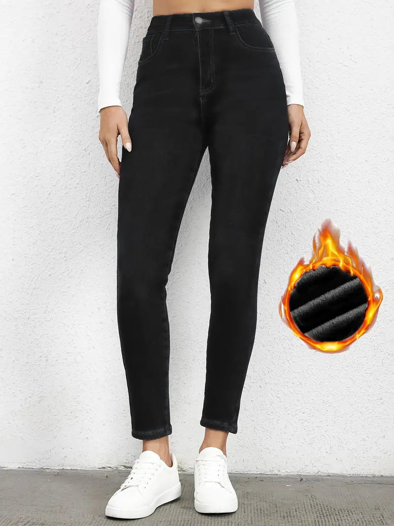 50% off | Dreikith™ - Plain Fleece Liner Skinny Jeans [Last Day Discount]