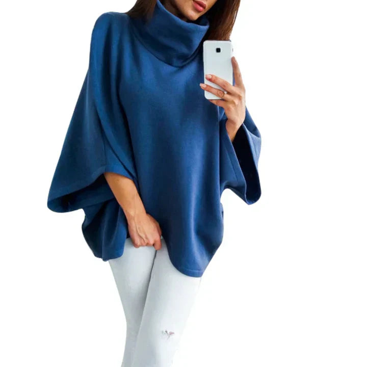 Xenia™ | Women's Batwing Sleeve Asymmetric Turtleneck Sweater – Extra Thick and Cozy