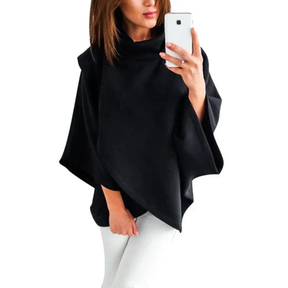 Xenia™ | Women's Batwing Sleeve Asymmetric Turtleneck Sweater – Extra Thick and Cozy