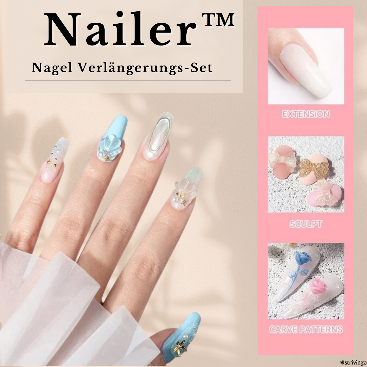 Nailer™ – Hard Gel Nail Extension Kit | Includes UV Lamp!