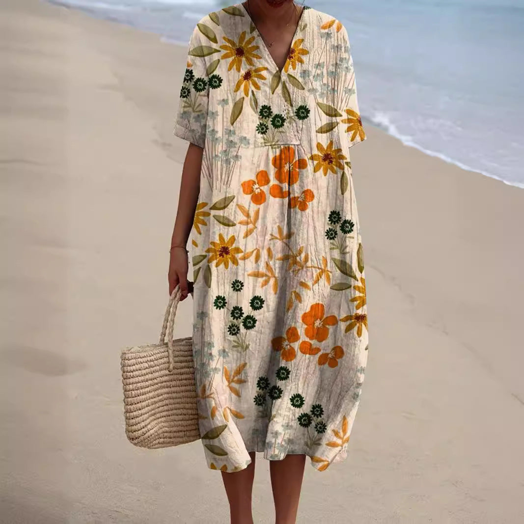 Julia™ | Colorful spring dress with draped pleats