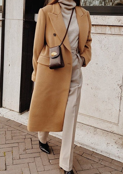 Mirthe™ | Lapel button long sleeve wool coat