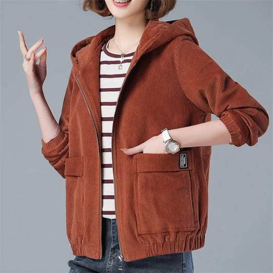 Brianna™ | Women's Zip-Up Corduroy Hoodie with Large Pockets