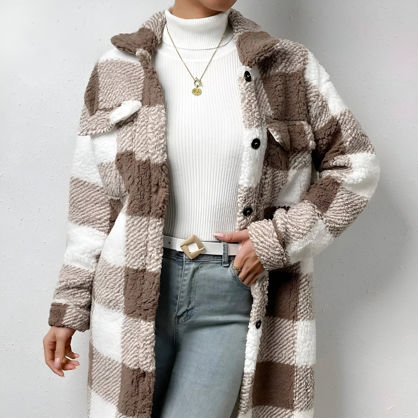 50% off | Estella™ - Long Checked Coat [Last Day Discount] 
