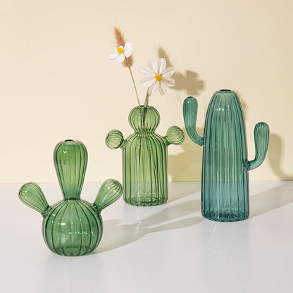 Fungglass™ | Cactus &amp; Mushroom Transparent Glass Vases