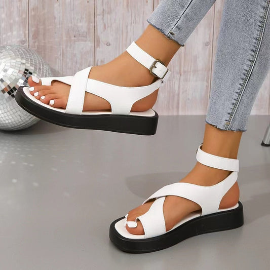 Clarissa™ | Flat strappy sandals with adjustable buckle