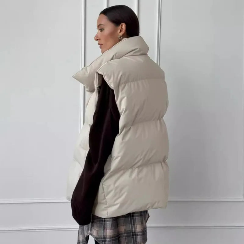 Yvette™ | Women's long winter gilet with zip and padding in solid color