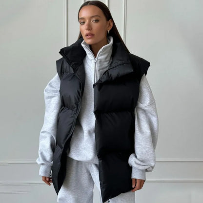 Yvette™ | Women's long winter gilet with zip and padding in solid color