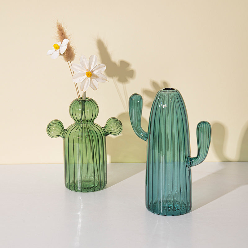 Fungglass™ | Cactus &amp; Mushroom Transparent Glass Vases