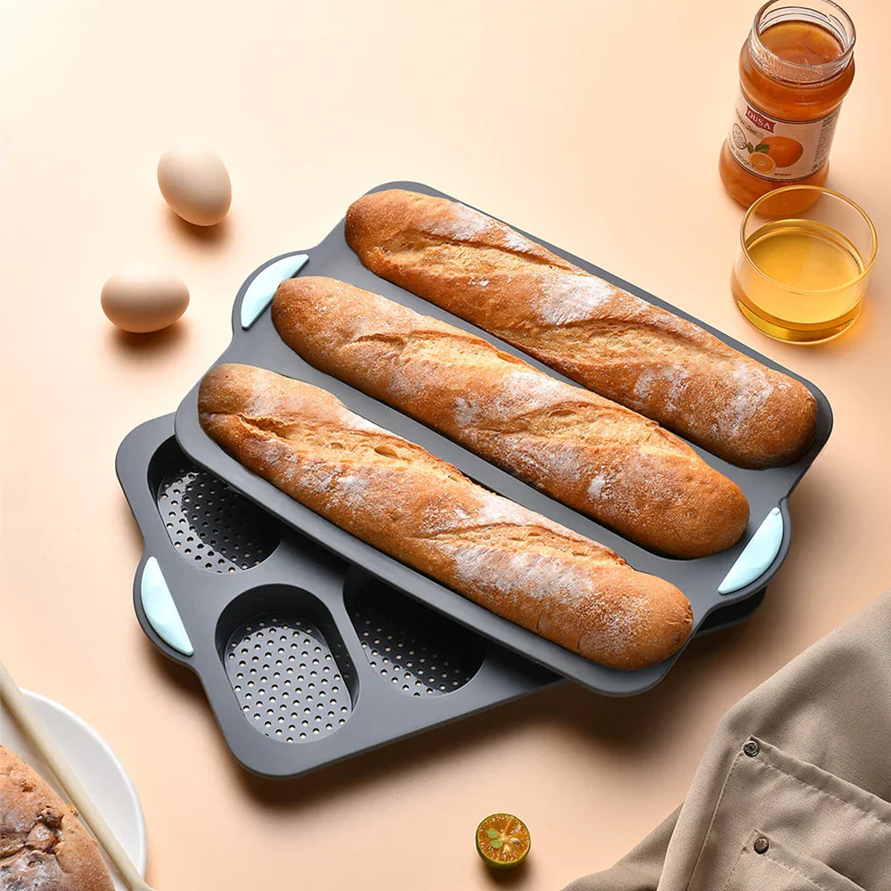CrustyBake™ | Non-stick silicone baguette baking pan