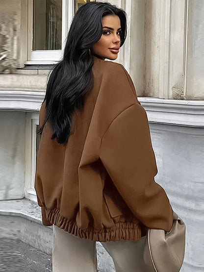 50% off | Hilda™ | Oversized brown wool coat with stand-up collar and pockets 