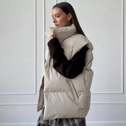 Yvette™ | Women's long winter gilet with zip and padding in solid color