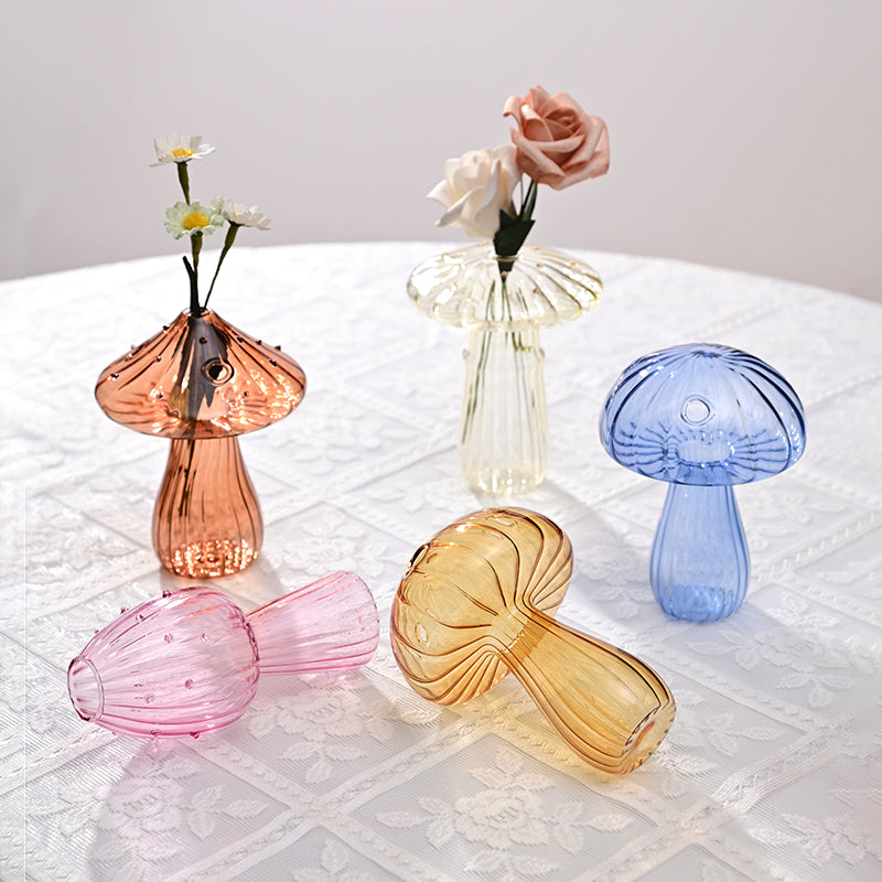 Fungglass™ | Cactus &amp; Mushroom Transparent Glass Vases