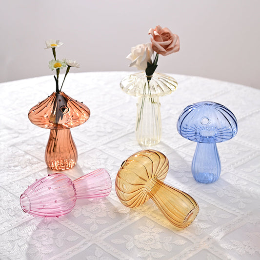 Fungglass™ | Cactus &amp; Mushroom Transparent Glass Vases