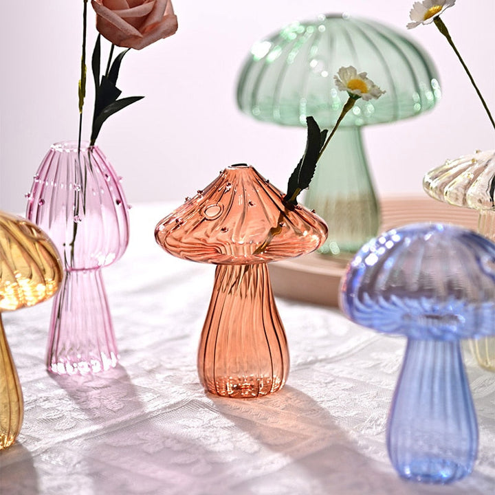 Fungglass™ | Cactus &amp; Mushroom Transparent Glass Vases