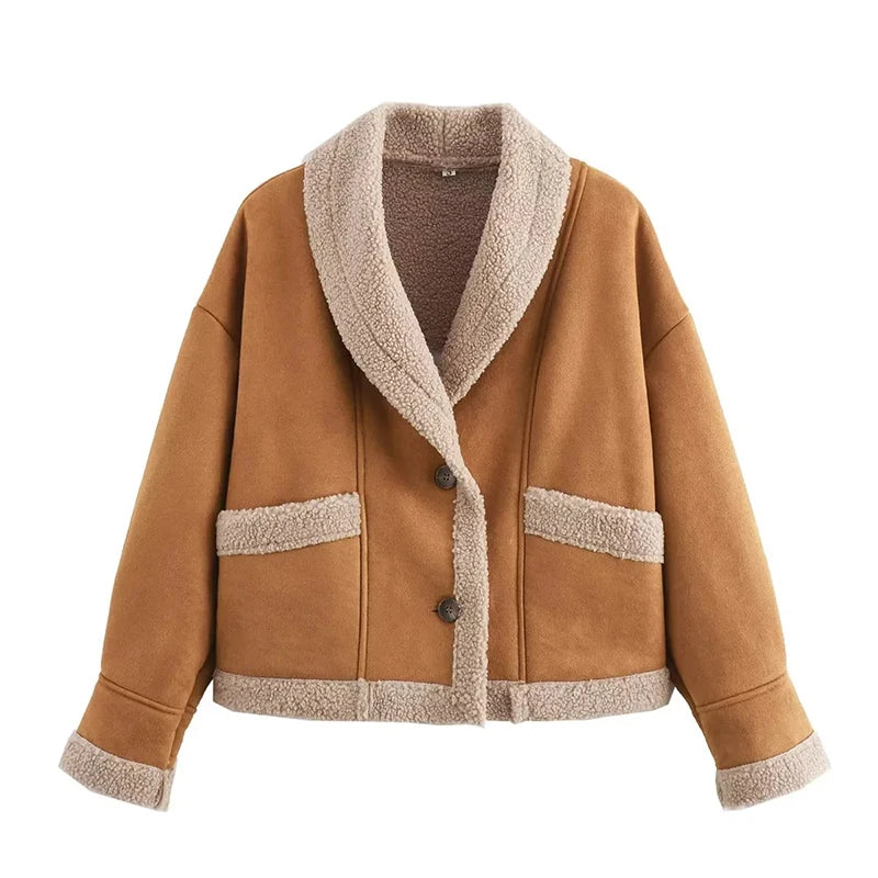 Giovanna™ | Women's faux lambskin winter jacket, fashionable and warm with turn-down collar