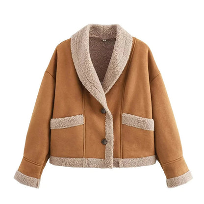 Giovanna™ | Women's faux lambskin winter jacket, fashionable and warm with turn-down collar