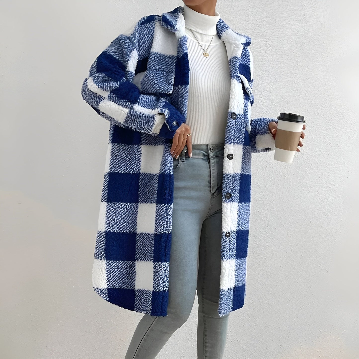 50% off | Estella™ - Long Checked Coat [Last Day Discount] 