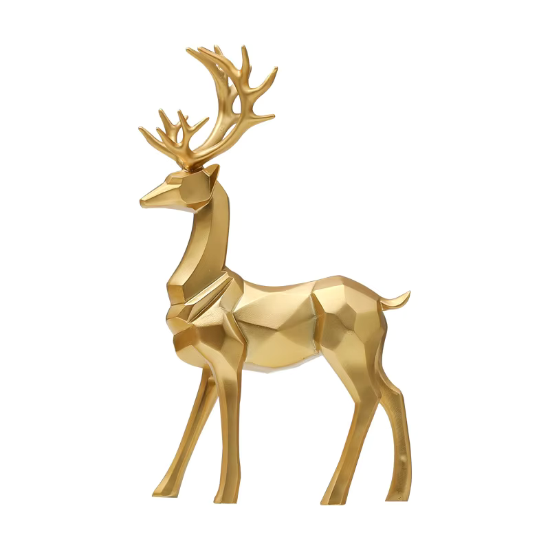 2Pieces™ – Geometric Golden Elk Resin Sculpture 