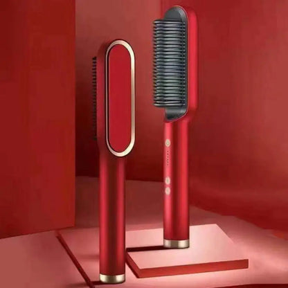 Rose™ | CeramicBrush Hair Straightener and Curling Brush 