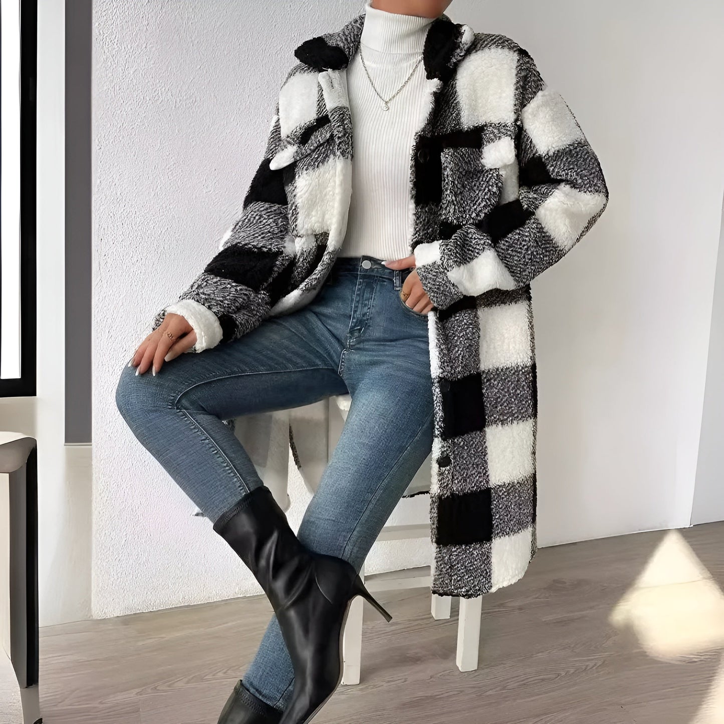 50% off | Estella™ - Long Checked Coat [Last Day Discount] 