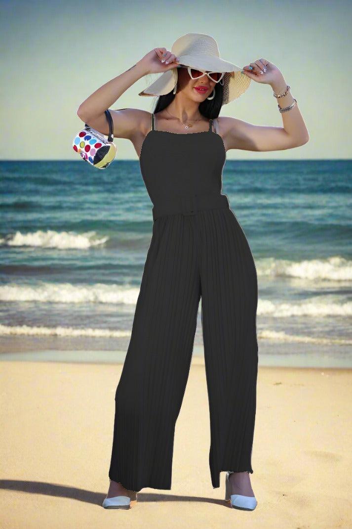ChicFlair™ | Sleeveless jumpsuit with wide trousers and belt