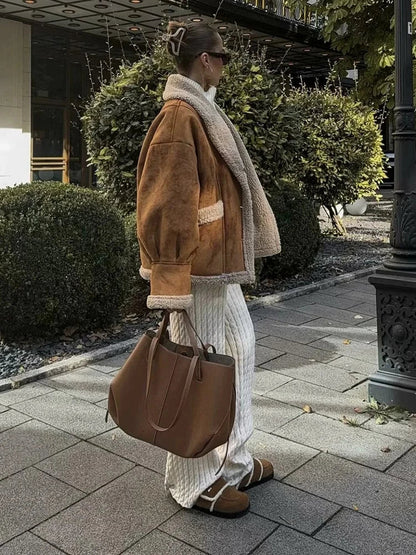 Giovanna™ | Women's faux lambskin winter jacket, fashionable and warm with turn-down collar