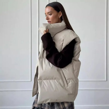 Yvette™ | Women's long winter gilet with zip and padding in solid color