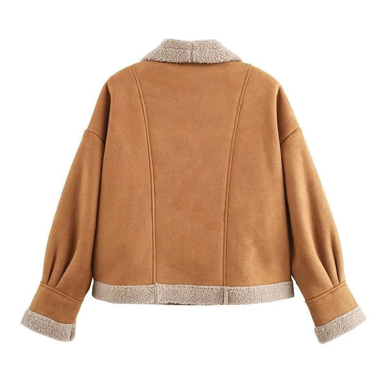 Giovanna™ | Women's faux lambskin winter jacket, fashionable and warm with turn-down collar