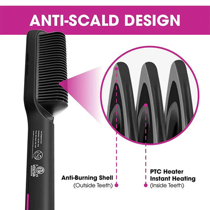 Rose™ | CeramicBrush Hair Straightener and Curling Brush 