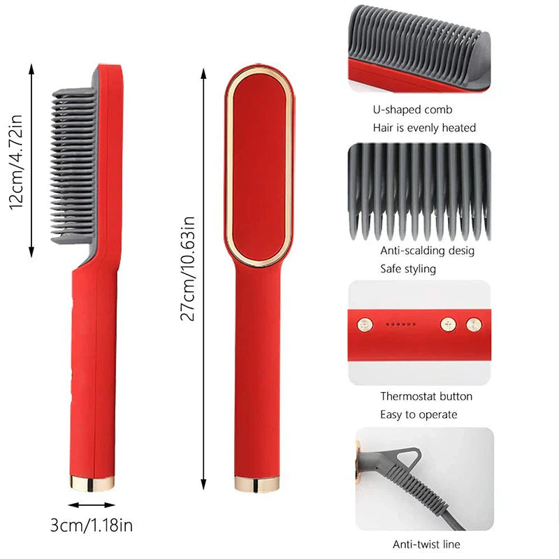 Rose™ | CeramicBrush Hair Straightener and Curling Brush 