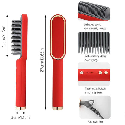 Rose™ | CeramicBrush Hair Straightener and Curling Brush 