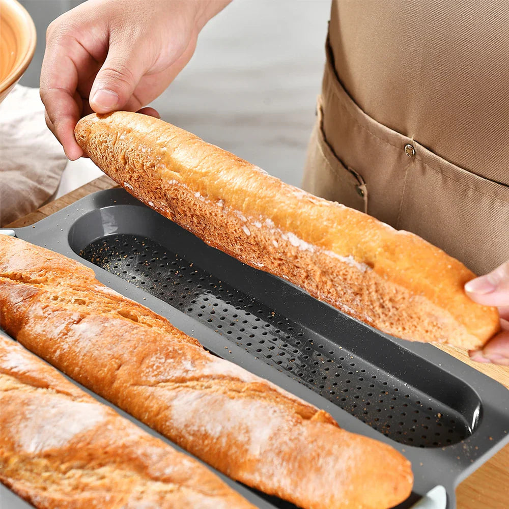 CrustyBake™ | Non-stick silicone baguette baking pan
