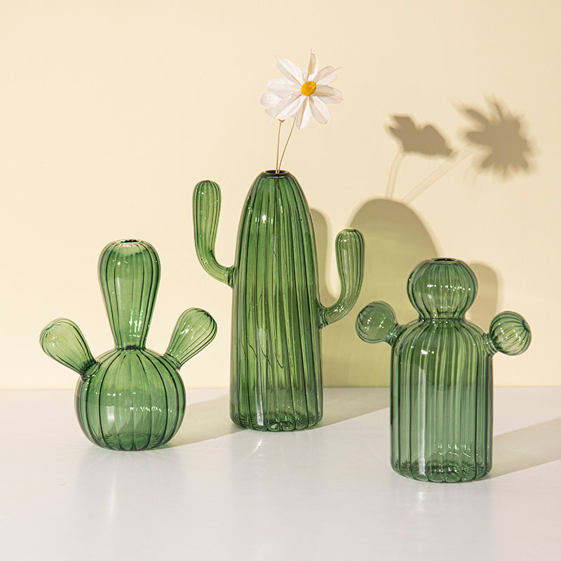 Fungglass™ | Cactus &amp; Mushroom Transparent Glass Vases