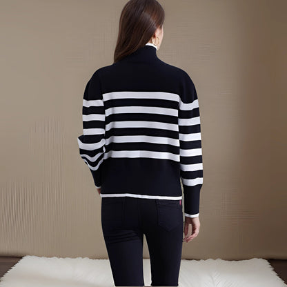 ColorRoll™ | Pink &amp; Orange Turtleneck Sweater | Women's winter fashion