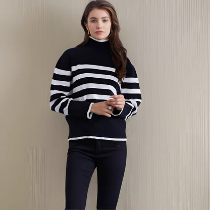 ColorRoll™ | Pink &amp; Orange Turtleneck Sweater | Women's winter fashion