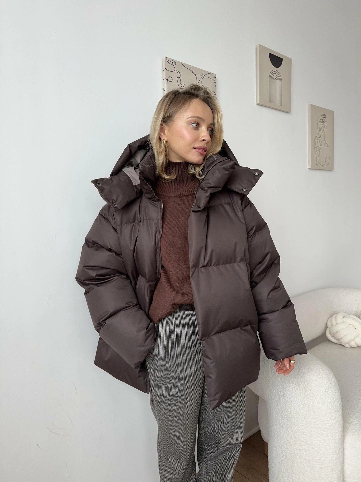 PufferLux™ | Oversized Women's Black Puffer Jacket with Hood | Insulated &amp; Fashionable